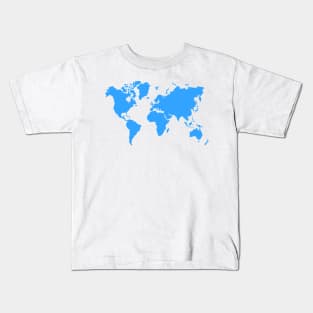 blue world map Kids T-Shirt